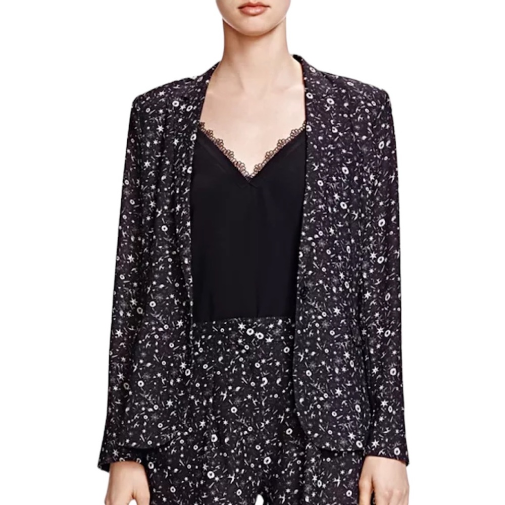 The Kooples Tattoo Print Black Crepe Blazer